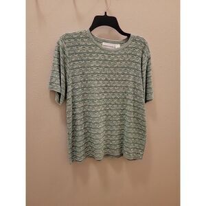 Alfred dunner's women's M pullover sweater. Short Sleeve green horizontal Design